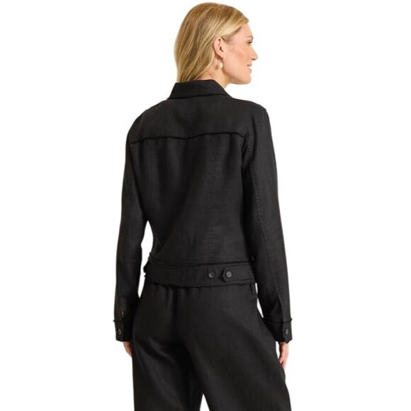 Tommy Bahama Two Palms Linen Raw Edge Jacket Womens XS Quiet Luxury Vacation NEW - Picture 4 of 16